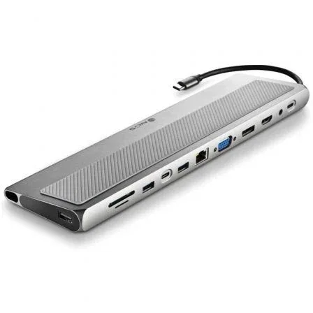 NGS WonderDock 12 Pro Hub USB-C: 3xUSB, 2xHDMI, VGA, RJ45, Lector tarjetas, Jack 3.5mm, PD Gris NGS WonderDock 12 Pro Hub USB-C: 3xUSB, 2xHDMI, VGA, RJ45, Lector tarjetas, Jack 3.5mm, PD Gris
